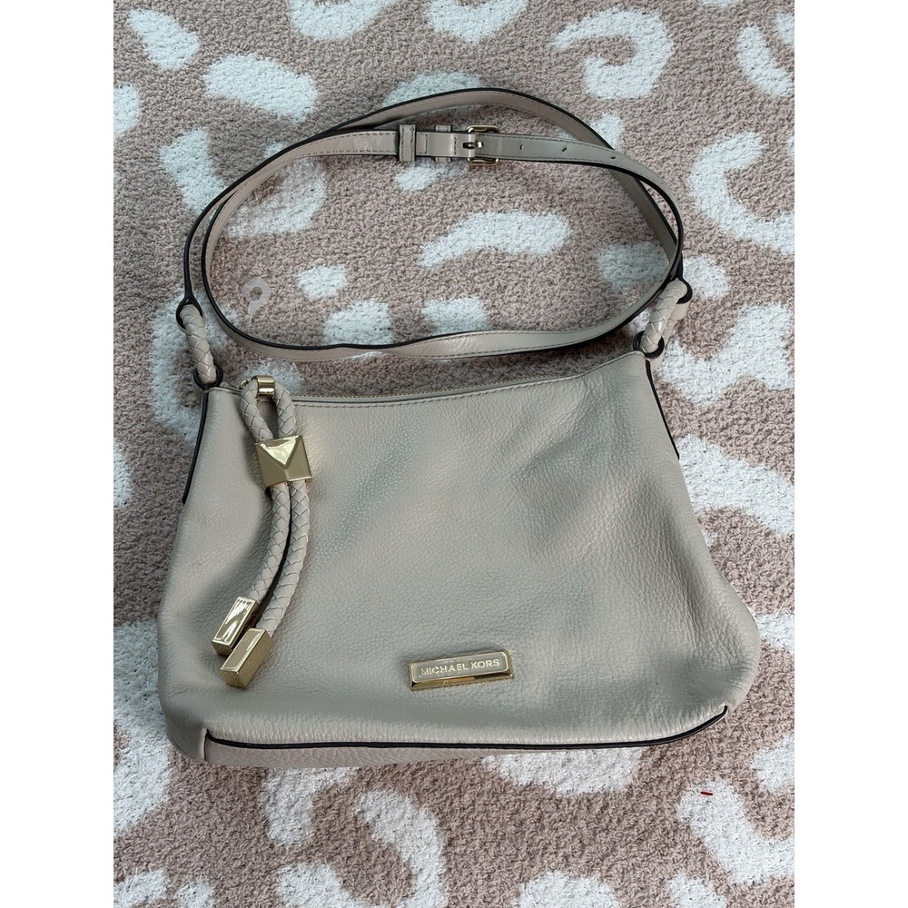 Michael Kors Beige Lexington Leather Shoulder Bag Purse
